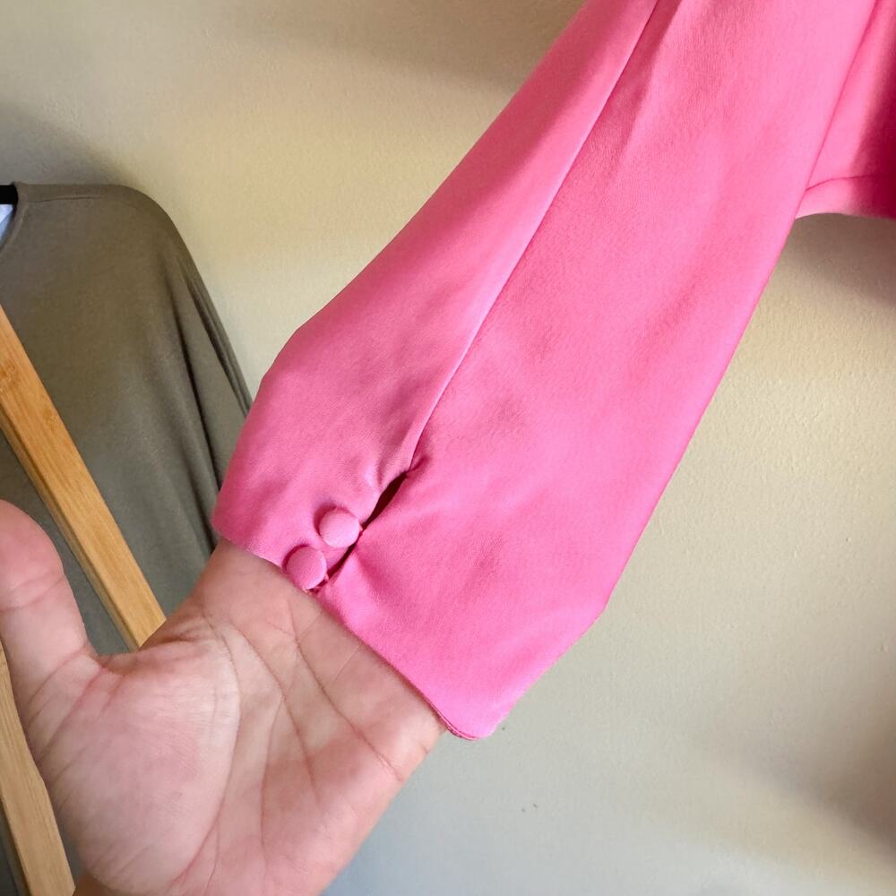 ASOS Curve Bright Pink V-Neck Ruched Mini Dress - Picture 3 of 9